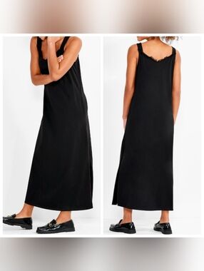 Nic + Zoe Fringe Slip Midi Dress Cotton Size M Casual Elevated Basic